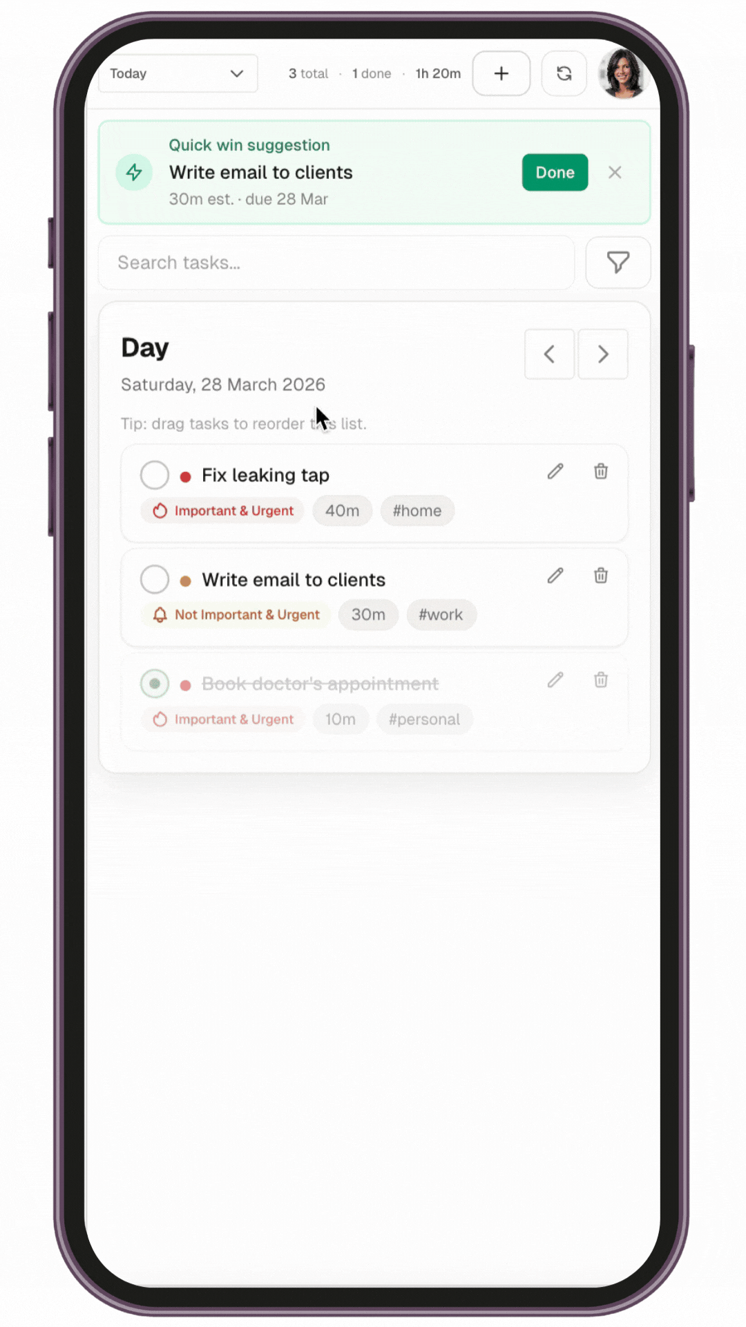 Add a one-time task in Tobedoo